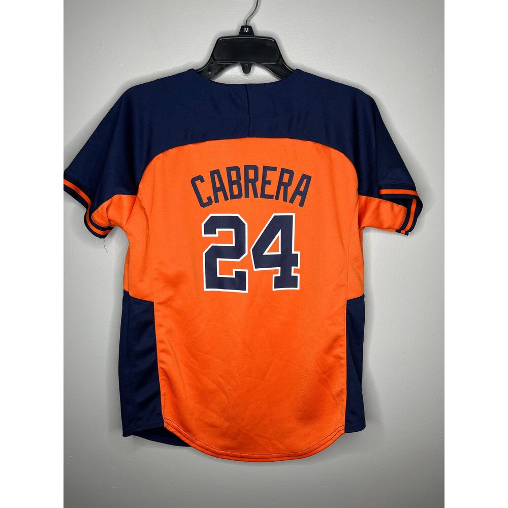 Majestic Detroit Tigers Cabrera 24 MLB Baseball Boys Button Front Jersey 14-16 - Picture 1 of 5